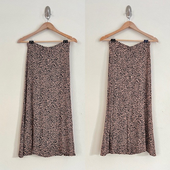 REFORMATION Bia Leopard Print Midi Skirt in Bengal Brown - Picture 6 of 10